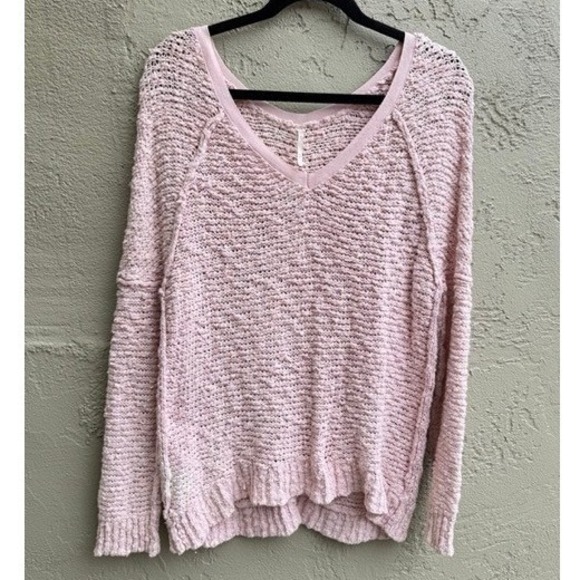 Free People Sweaters - Free People Womens Pink Pastel Slouchy Oversized Sweater MEDIUM Coquette Soft